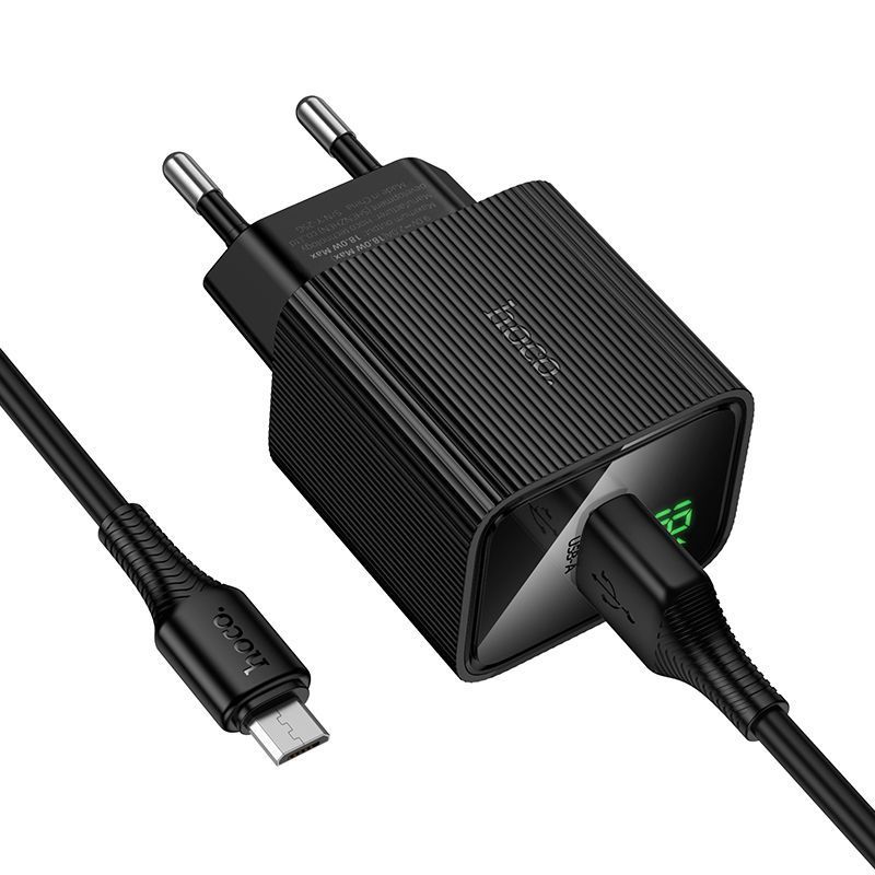 Набір СЗУ 110-240V HOCO CS81A+ кабель Micro, 1xUSB, 3A, 18W, QC3.0, кабель 1м, Black, Blister HOCO купити в Україні
