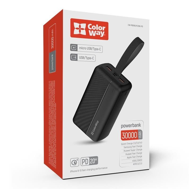 Універсальна мобільна батарея ColorWay High-power 2 30000mAh Black (CW-PB300LPC2BK-PD) ColorWay купити в Україні