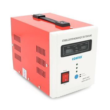Стабілізатор напруги Conter MSER 2000 VA-V2 / 1600W однофазний, сервопривід, монтажу підлоги, LED дисплей, діапазон 130-260V, AC230&plusmn;3%, 2*Shuko, 146x237x170mm, 5.2kg, Q2 Conter купити в Україні