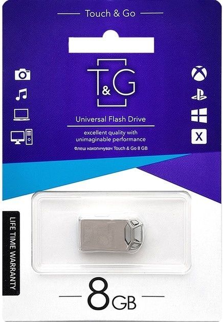 Флеш-накопичувач USB 8GB T&G 110 Metal Series Silver (TG110-8G) T&G купити в Україні