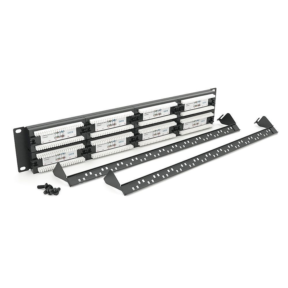 Патч-панель 48 порту UTP DUAL кат 6Е 19" 2U не екранована чорна Q20 Voltronic купити в Україні