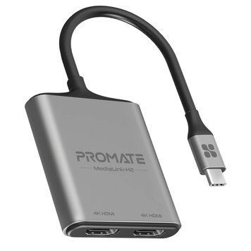 Адаптер Promate MediaLink-H2 USB Type-C - 2xHDMI (M/F) Grey Promate купити в Україні