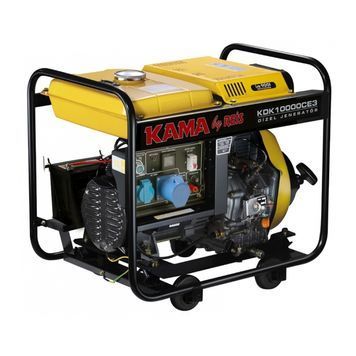 Генератор дизельный KDK10000CE3, 3-фазный 220 / 400V, 50Hz, 9.4kVA / 7.5kW, бак 12.5 л, расход 2 л / ч, пуск: ручной / стартер (безАКБ, 700х510х620 мм, 124 кг KAMA купить в Украине
