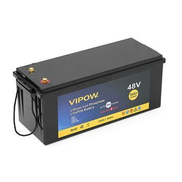 Акумуляторна батарея Vipow LiFePO4 51,2V 50Ah з вбудованою ВМS платою 40A, 48V (520x269x220) Vipow купити в Україні