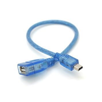 Кабель USB 2.0 AF / Mini-B OTG, 0.3m, прозрачный синий Voltronic купить в Украине