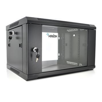 Шафа Merlion 6U, 600*450*367 (Ш*Г*В) мм загартоване скло, чорна. сталь 1,2мм з замком MERLION купити в Україні
