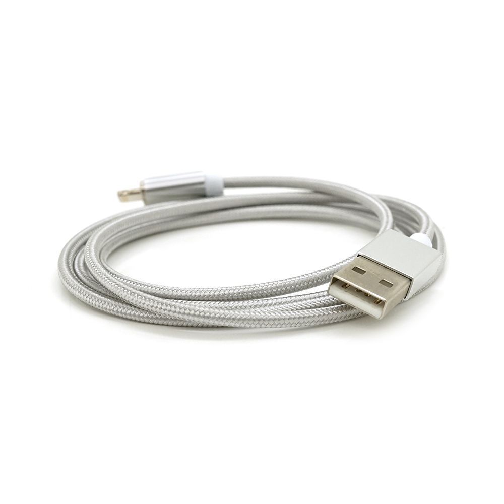Магнитный кабель USB 2.0 / Lighting, 1m, 2А, индикатор заряда, тканевая оплетка, съемник, Silver, Blister ( под наконечник 1938 ) Voltronic купить в Украине