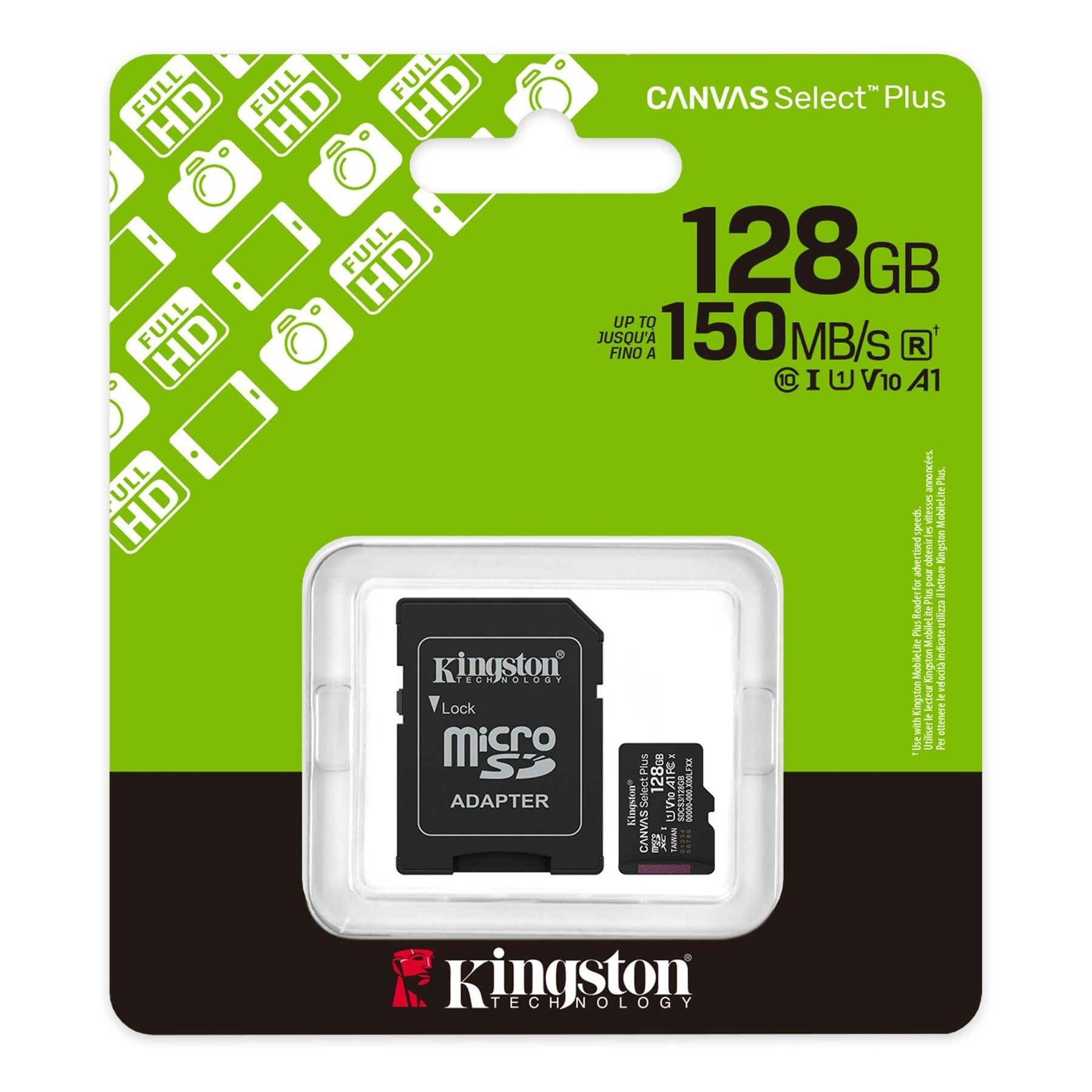 Карта памяти MicroSDXC 128GB UHS-I Class 10 Kingston Canvas Select Plus R150MB/s (SDCS3/128GBSP) Kingston купить в Украине