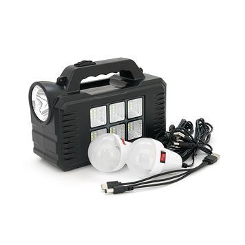 Переносной фонарь GD-8077+ Solar, 1+1 режим, встроенный аккум, 3 лампочки 3W, USB выход, Black, Box GD-Lite купить в Украине