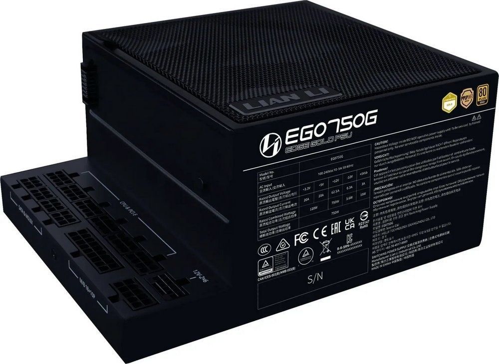 Блок питания Lian Li EDGE750, 80 Plus Gold, Black, EU Cord (G9P.EG0750G.B000.EU) Lian Li купить в Украине
