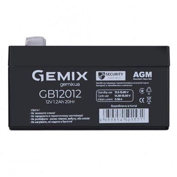 Акумуляторна батарея Gemix 12V 1.2AH (GB12012), Black, AGM Gemix купити в Україні