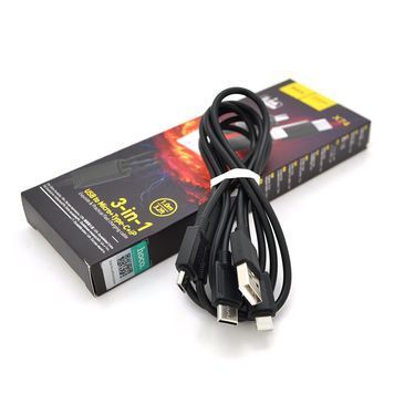 Кабель HOCO X74 USB-1 3 in 1 Micro / Iphone / Type-C, 2A, довжина 1м, Black, Box HOCO купити в Україні