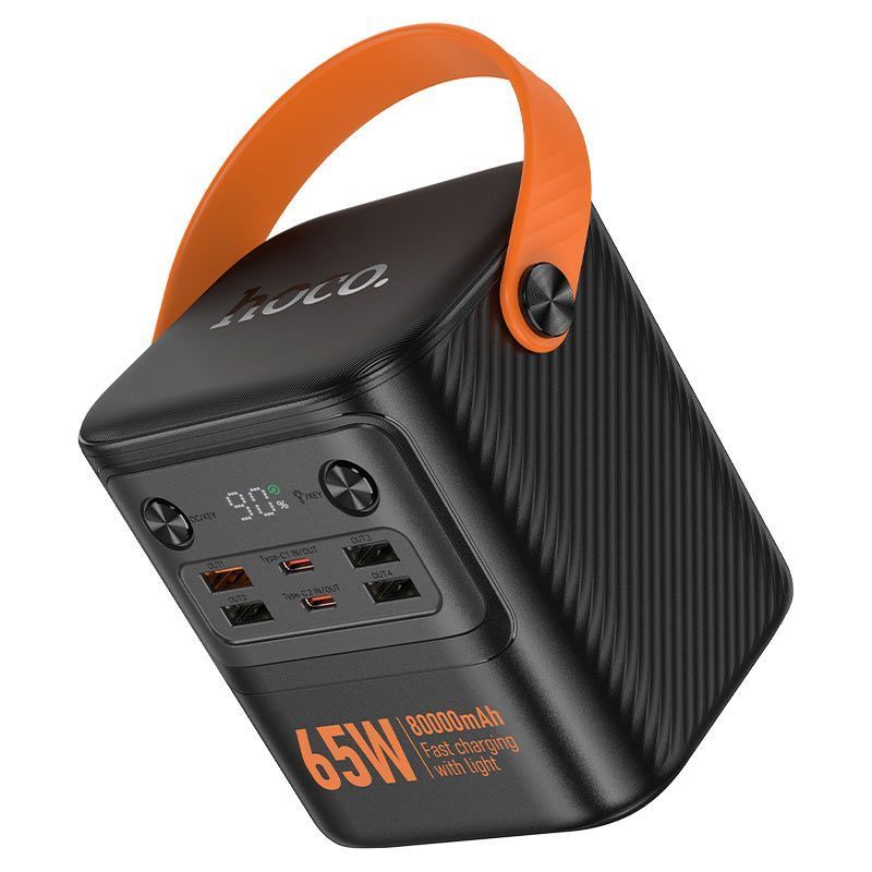 Power Bank HOCO J152 Pro 80000mAh, 4USB / 2Type-C, 22.5W+65W, фонарик, Black, 1,380kg, Box HOCO купить в Украине