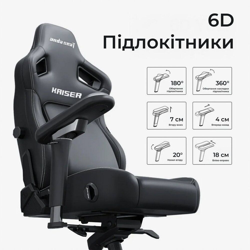 Крісло для геймерів Anda Seat Kaiser 4 V2 Size XL PVC Dark Gray Fabric (AD12YDDC-XLL-20-GB-CF-03) Anda Seat купити в Україні