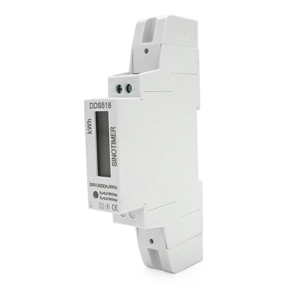 Однофазный электронный счетчик на DIN-рейку 1P, 220V, 32A, 18x59x116mm Sinotimer купить в Украине