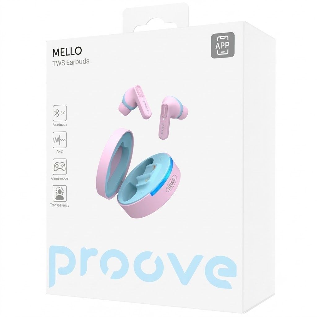Bluetooth-гарнітура Proove Mello TWS with ANC (APP) Cotton Candy (TWML0001AP24) Proove купити в Україні