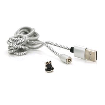Магнітний кабель PiPo USB 2.0 / Lighting, 2m, 2А, тканинна оплетка, броньований, знімач, Silver, BOX PiPo купити в Україні