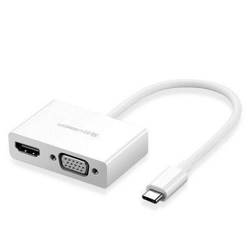 Адаптер Ugreen MM123 HDMI+VGA - USB Type-C (F/M), White (30843) Ugreen купить в Украине