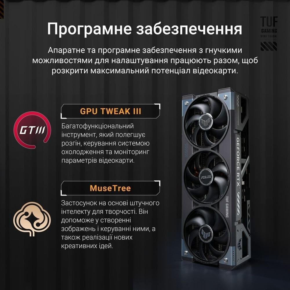 Видеокарта GF RTX 5080 16GB GDDR7 TUF Gaming OC Asus (TUF-RTX5080-O16G-GAMING) Asus купить в Украине