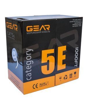 Кабель витая пара GEAR UTP 4x2x0,51 Cat5E, CU, для внутренних работ, 305m GEAR купить в Украине