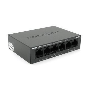 Коммутатор POE Mercury MS06CP с 4 портами POE+ 2 порта UP-Link 100Мбит, БП в комплекте, Q20 Voltronic купить в Украине