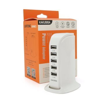 СЗУ AC100-240V iKAKU KSC-741 Jufeng Series Desktop, 5xUSB, Output: DC5V / 2.4A (12W), White, Box iKAKU купить в Украине