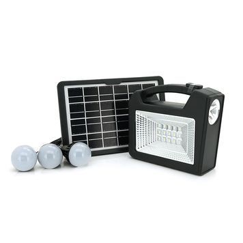 Переносний ліхтар GD-103+ Solar, 1+1 режим, 1+15Led, вбудований аккум-Powerbank 10000mAh, 2USB, 3 лампочки 3W, USB вихід, Black, Box GD-Lite купити в Україні