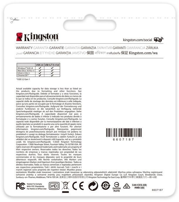 Флеш-накопичувач USB3.2 64GB Kingston DataTraveler Kyson Silver/Black (DTKN/64GB) Kingston купити в Україні