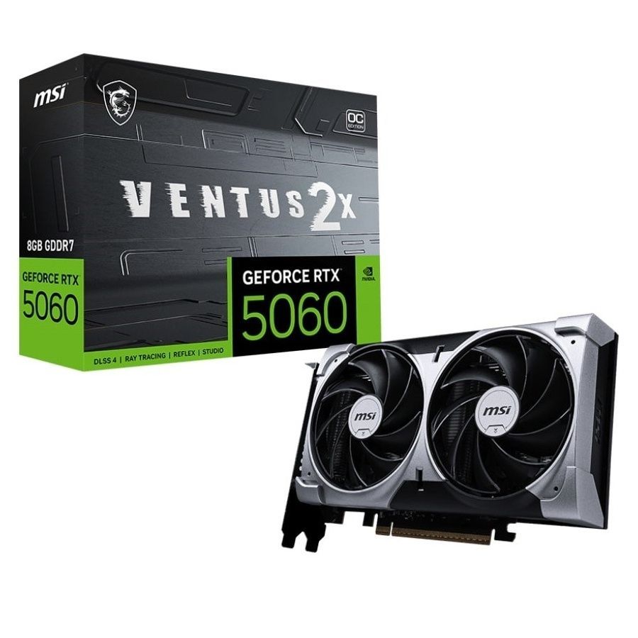 Відеокарта GF RTX 5060 8GB GDDR7 Ventus 2X OC MSI (GeForce RTX 5060 8G VENTUS 2X OC) MSI купити в Україні