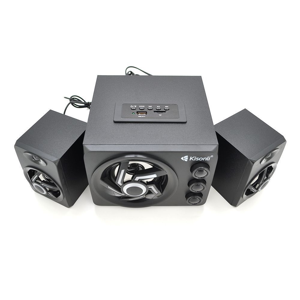 Колонки 2.1 Kisonli TM-8000A, для ПК і ноутбука, живлення 220V + jack 3.5mm, 5W+2x3W, 20Hz- 20KHz, з сабвуфером, bluetooth, Black, BOX, Q12 KISONLI купити в Україні