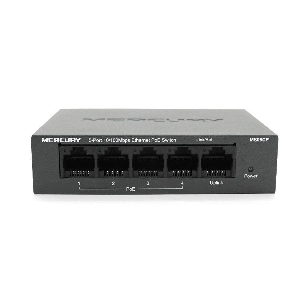 Комутатор POE 48V Mercury MS05CP 4 порти POE+1 порт Ethernet (Uplink ) 10 / 100 Мбіт / сек, БП в комплекті + перехідник MERCURY купити в Україні