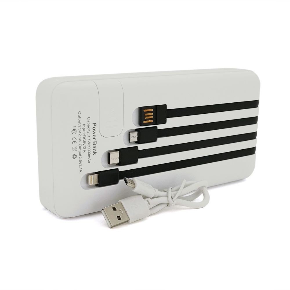 PowerBank Bix-30000mAh, Input:MicroUSB+Type-C, Output:4USB / Type-C / MicroUSB / Lightning, QC22.5W / PD20W, White Bix купить в Украине