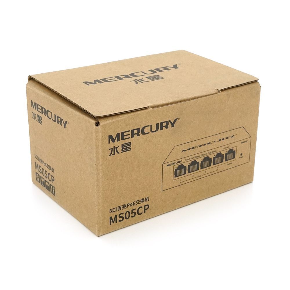 Комутатор POE 48V Mercury MS05CP 4 порти POE+1 порт Ethernet (Uplink ) 10 / 100 Мбіт / сек, БП в комплекті + перехідник MERCURY купити в Україні