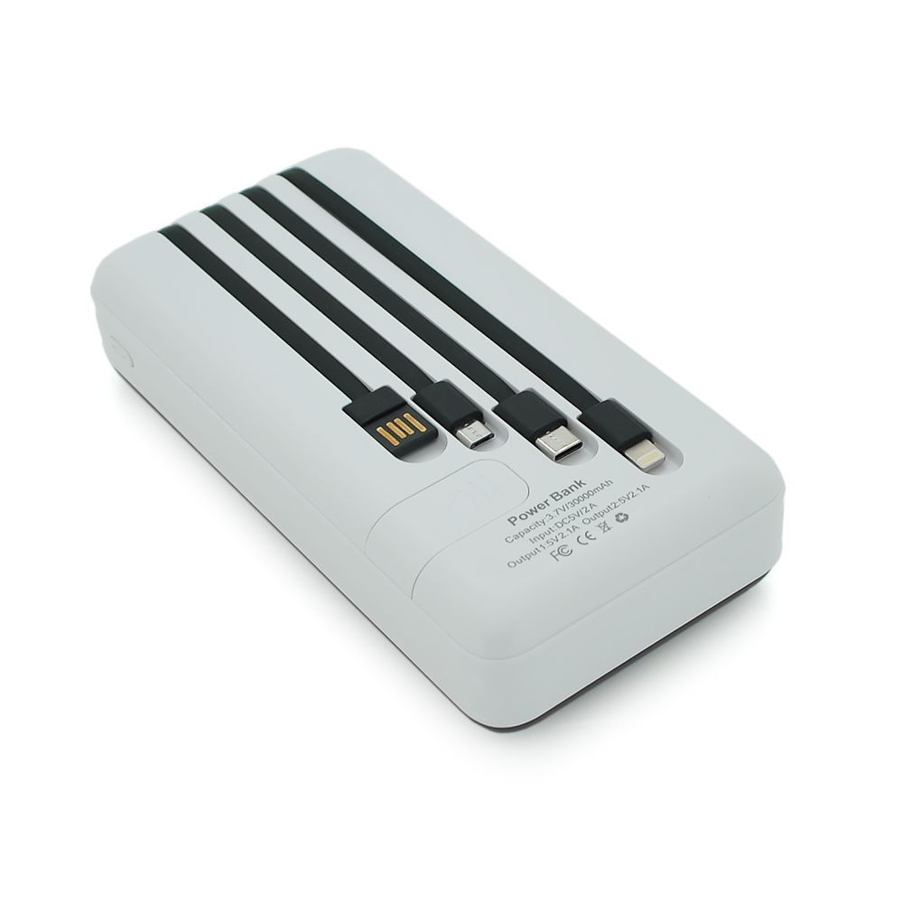 PowerBank Bix-30000mAh, Input:MicroUSB+Type-C, Output:4USB / Type-C / MicroUSB / Lightning, QC22.5W / PD20W, White Bix купить в Украине
