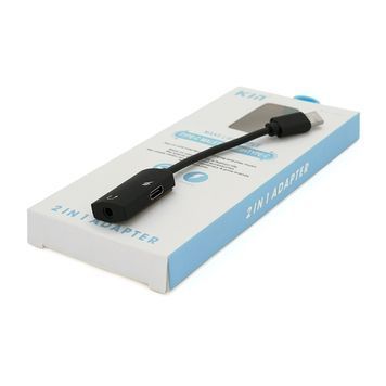 Переходник KIN KY-203 Type-C(M) =>Type-C(F) + Jack 3.5mm(F), 5см, Black, Box Kin купить в Украине