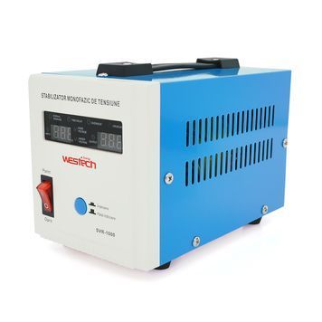 Стабилизатор напряжения релейный Westech SVR-1000VA / 750W однофазный, напольного монтажа, LED дисплей, диапазон 150-270V, AC230&plusmn;8%, 2*Shuko, Q8 Westech купить в Украине
