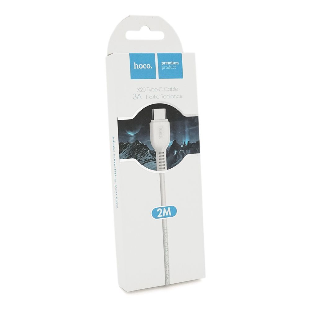Кабель Hoco X20, Type-C-USB, 3A, White, довжина 2м, BOX HOCO купити в Україні