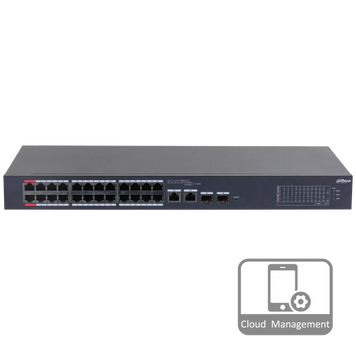 24-портовий керований PoE комутатор DH-CS4226-24ET-240 з 24 портами POE 100Мбіт + 2 / UP-Link 1000Мбіт + 2 / SFP 1000Мбіт, 240Вт, 440x220x44 мм DAHUA купити в Україні