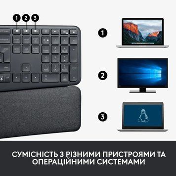 Клавіатура Logitech ERGO K860 for Business Bluetooth/Wireless UA Black (920-010352) Logitech купить в Украине