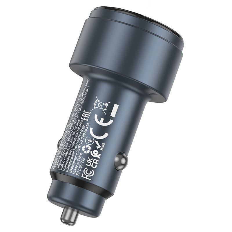 АЗУ 12-24V HOCO Z57B, USB 3.0+USB-C, 3A, PD45W+QC3.0, Grey, Box HOCO купить в Украине