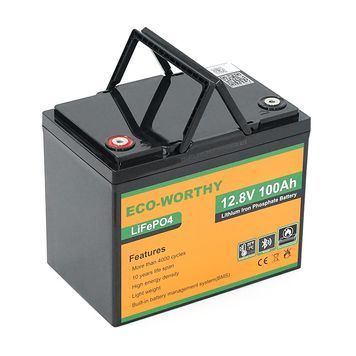 Аккумуляторная батарея Eco-Worthy LiFePO4 12,8V 100Ah,(50 / 100A), bluetooth. -7&deg;C до 60&deg;C, винт M8, 260х168х209 мм. 12 кг Eco-Worthy купити в Україні