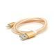Магнитный кабель USB 2.0 / Micro, 1m, 2А, индикатор заряда, тканевая оплетка, съемник, Gold, Blister ( под наконечник 8751 ) Ninja &mdash; фото