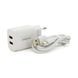 Набор BOROFONE BA37A СЗУ 2xUSB+ кабель Lighting, 2.4A, 1м, White, Box Borofone &mdash; фото