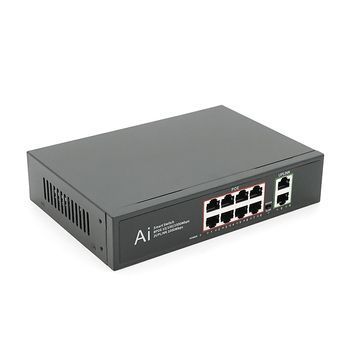POE комутатор гігабітний Merlion 8 POE 10 / 100 / 1000 + 2 RJ45 10 / 100 / 1000 вбудований блок живлення 52V 2.3A MERLION купити в Україні