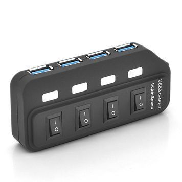 Хаб USB 3.0, 4 порти, з перемикачами, підтримка до 2TB, 5Gb / s, кабель 0,6м, Блістер Voltronic купити в Україні