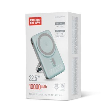 Універсальна мобільна батарея ColorWay 15W MagSafe & Watch Wireless 10000mAh Aquamarine (CW-PB100LPA2MT-WPDD) ColorWay купити в Україні