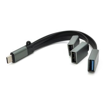 Переходник VEGGIEG TC-301 USB3.0(AF) + USB2.0(AF) + USB2.0(AF) OTG => Type-C(M), Black, Пакет VEGGIEG купить в Украине