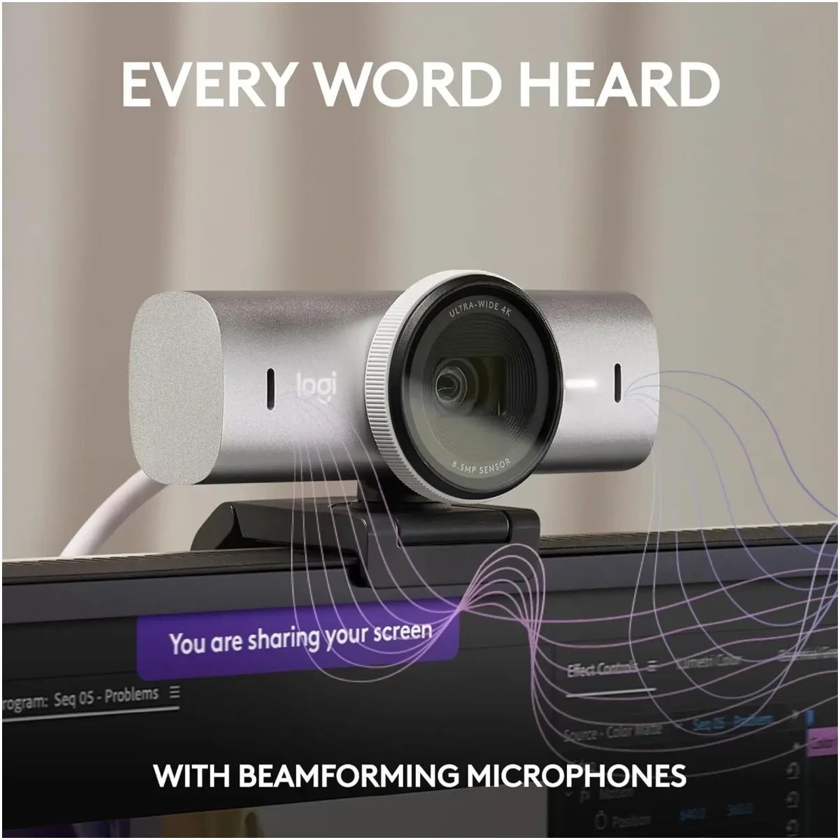 Веб-камера Logitech MX Brio 4K Pale Grey (960-001554) Logitech купити в Україні