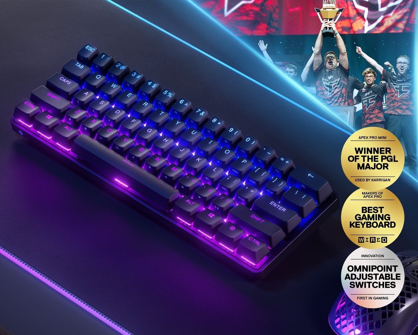 Клавиатура беспроводная SteelSeries Apex Pro Mini Wireless Black (64842) SteelSeries купить в Украине