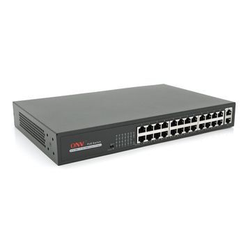 24х портовый PoE комутатор ONV-H1024PLS 24 порта РоЕ 100 Мбіт + 2 Uplink 1000 Мбіт, до 250м, IEEE802.3af / at , общая мощность 250Вт ONV купить в Украине